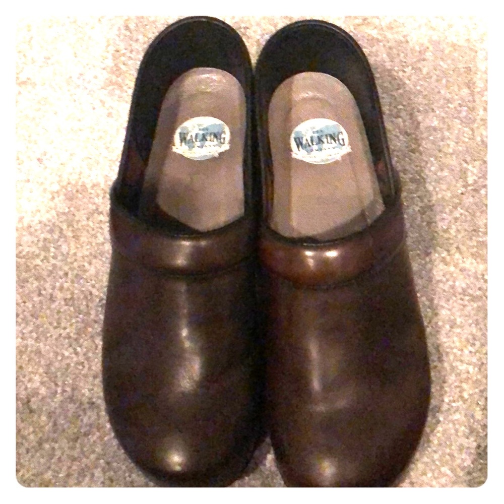 Dansko brown leather clogs